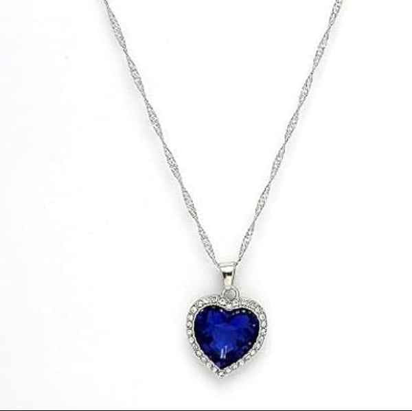 Ocean Blue Heart Pendant Necklace | Dazzling Cubic Zirconia