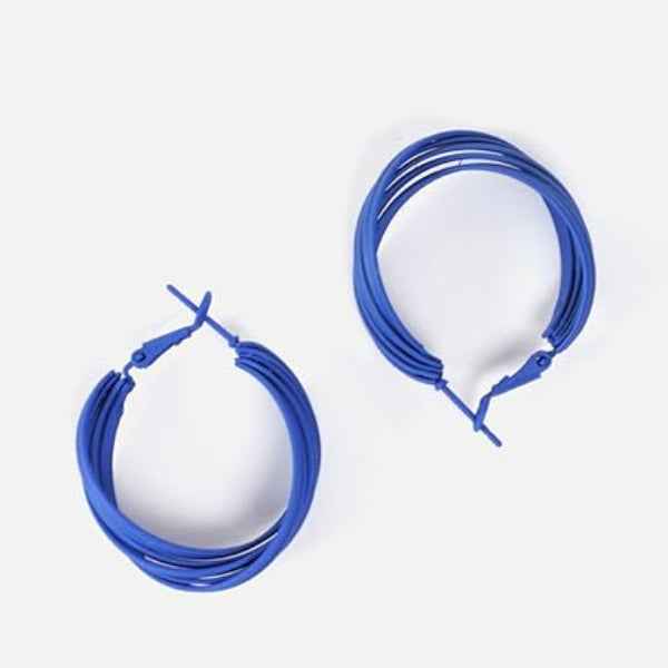 Bold Blue Hoop Earrings: Twisted Design Statement Fashion Jewelry