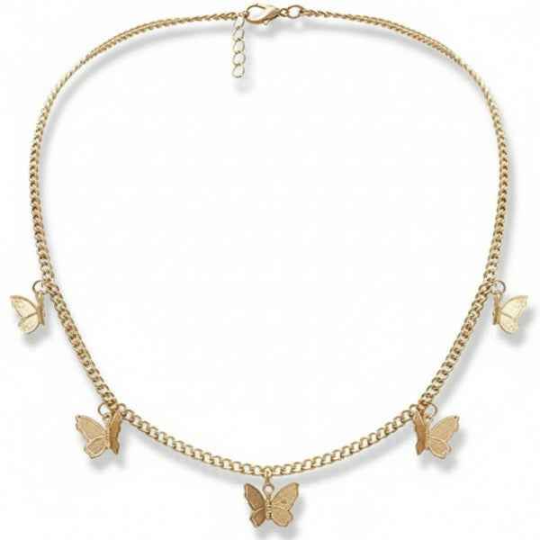 Dainty Butterfly Choker | Gold Dangle Necklace | Delicate Charm Jewelry