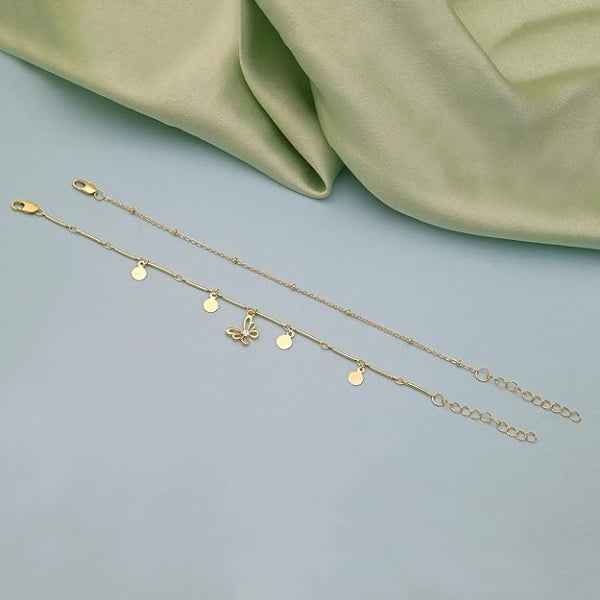 Butterfly Gold Anklet Set - Layered Bead Chain Bracelet for Women