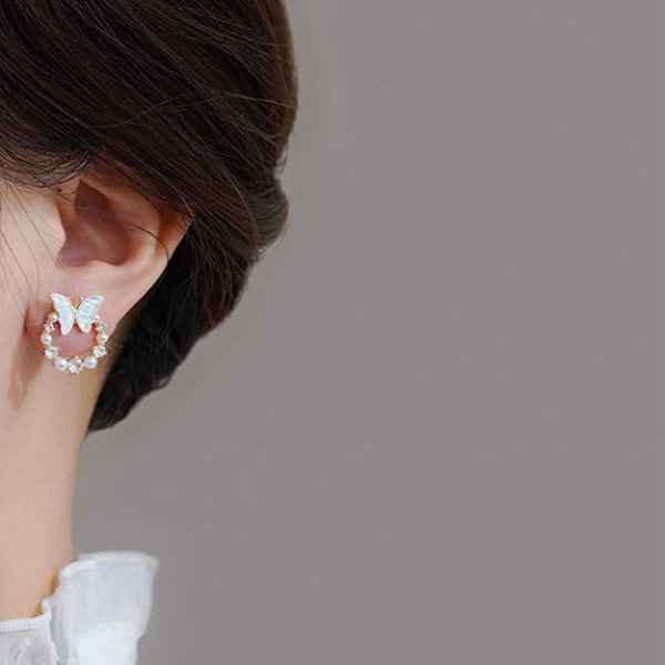 Stylish Butterfly Hoop Earrings | 14k Gold Plated Cubic Zirconia Gift