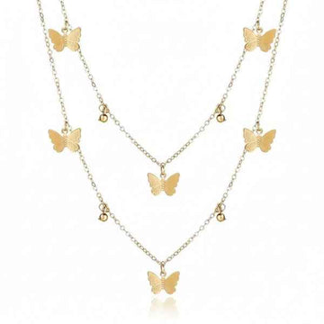 Dainty Butterfly Necklace | Layered Gold Pendant Jewelry Choker Set