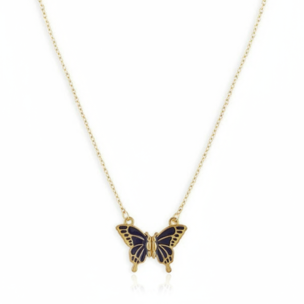 Butterfly Necklace | Gold Chain Enamel Pendant – Dainty Charm Jewelry