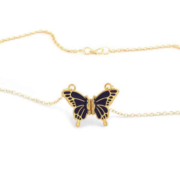 Butterfly Necklace | Gold Chain Enamel Pendant – Dainty Charm Jewelry
