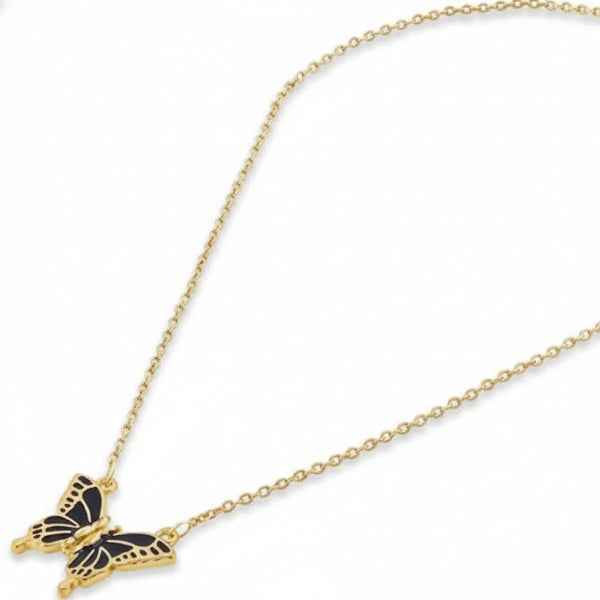 Butterfly Necklace | Gold Chain Enamel Pendant – Dainty Charm Jewelry