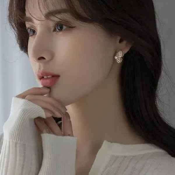 Butterfly Pearl Earrings - Gold Butterfly Studs & Crystal Wing Jewelry