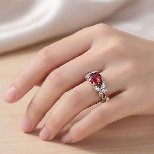 Stunning Butterfly Ruby Color Silver Ring | Romantic Jewelry Gift