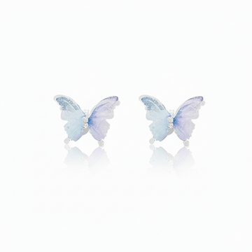 Butterfly Stud Earrings: Blue Gradient Crystal Wings for Women