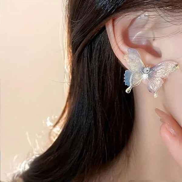 Butterfly Stud Earrings: Blue Gradient Crystal Wings for Women