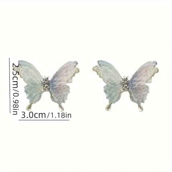 Butterfly Stud Earrings: Blue Gradient Crystal Wings for Women