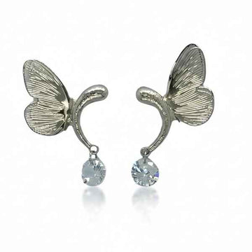 Butterfly Wing Earrings | Dainty Silver Crystal Ethereal Drop Jewelry