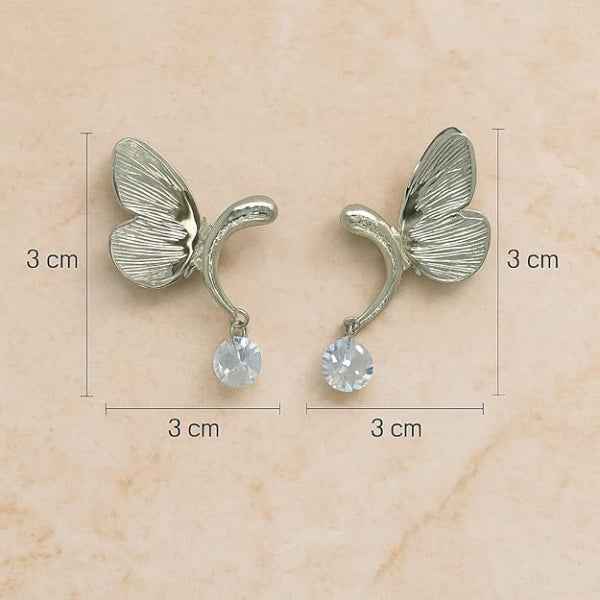 Butterfly Wing Earrings | Dainty Silver Crystal Ethereal Drop Jewelry