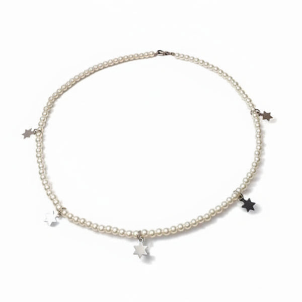Celestial Pearl Star Choker | Lustrous Handmade Beaded Necklace
