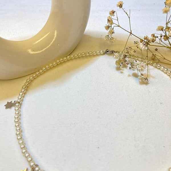Celestial Pearl Star Choker | Lustrous Handmade Beaded Necklace