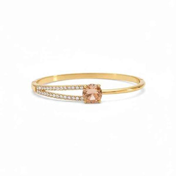 Champagne Crystal Bangle: Gold Gemstone Cuff Bracelet for Women