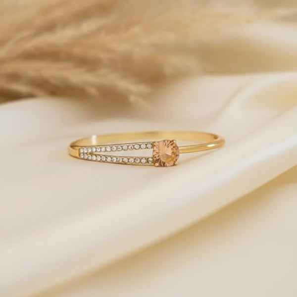 Champagne Crystal Bangle: Gold Gemstone Cuff Bracelet for Women