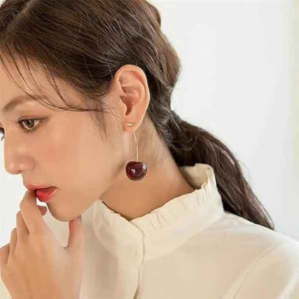Luxurious Cherry Dangle Earrings | 14K Gold-Plated | Fine Jewelry