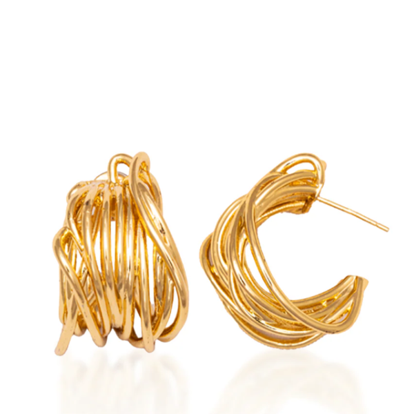 Chunky Gold Abstract Hoop Earrings | Textured Wire Wrap Design - LA Miraya