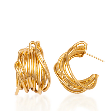 Chunky Gold Abstract Hoop Earrings | Textured Wire Wrap Design - LA Miraya