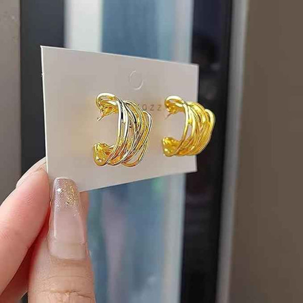 Chunky Gold Abstract Hoop Earrings | Textured Wire Wrap Design