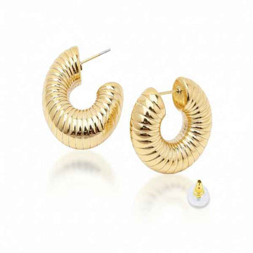 Chunky Gold Hoops | Ribbed Hoop Earrings | Modern Statement Jewelry