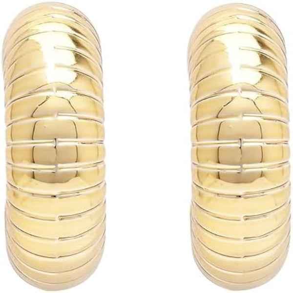 Chunky Gold Hoops | Ribbed Hoop Earrings | Modern Statement Jewelry