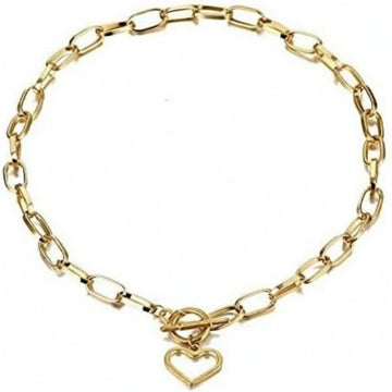 Gold Chunky Heart Necklace | Link Chain Toggle Clasp Jewelry - LA Miraya