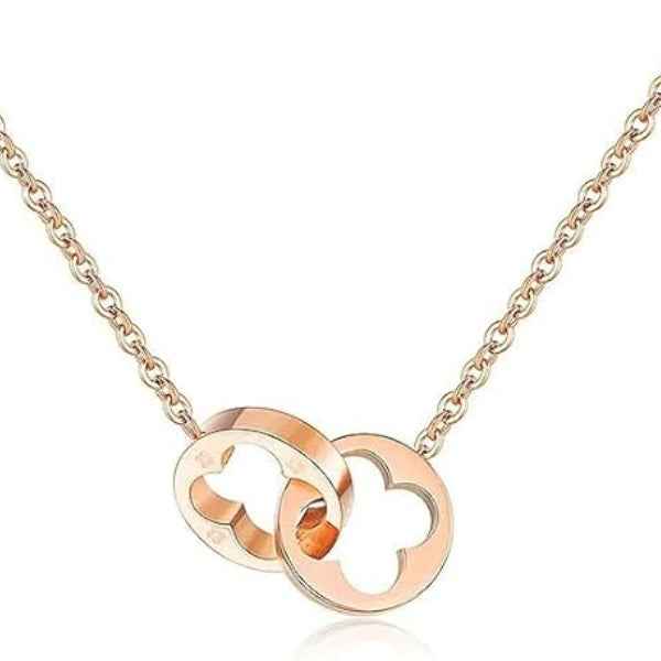 Rose Gold Clover Interlocking Necklace | Good Luck Jewelry