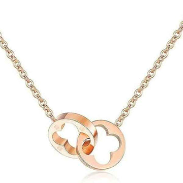 Rose Gold Clover Interlocking Necklace | Good Luck Jewelry
