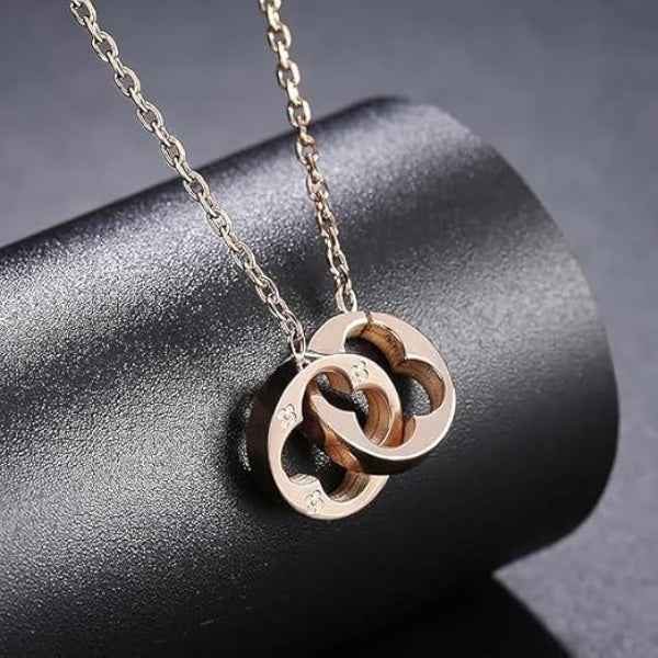 Rose Gold Clover Interlocking Necklace | Good Luck Jewelry