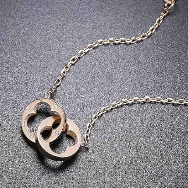 Rose Gold Clover Interlocking Necklace | Good Luck Jewelry