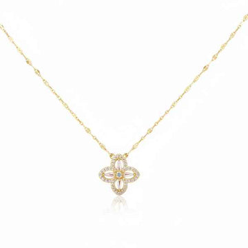 Clover Pendant Necklace - Sparkling Crystal Flower Charm Jewelry
