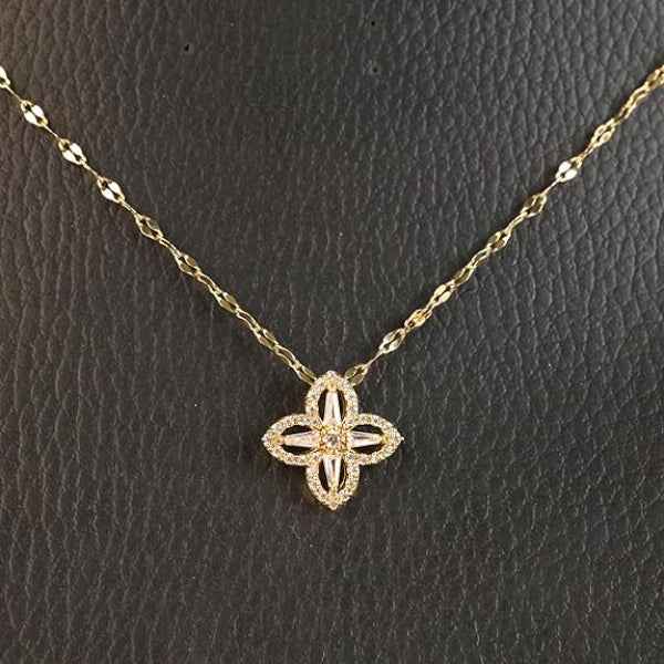Clover Pendant Necklace - Sparkling Crystal Flower Charm Jewelry