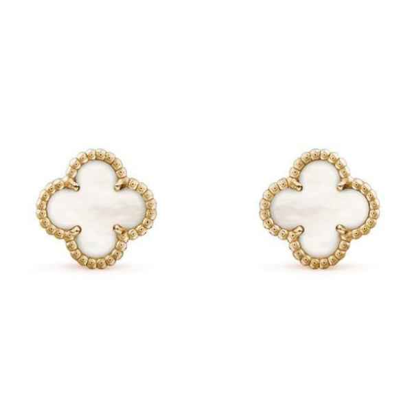 Clover Stud Earrings - Mother of Pearl Jewelry & Gold Alhambra Studs