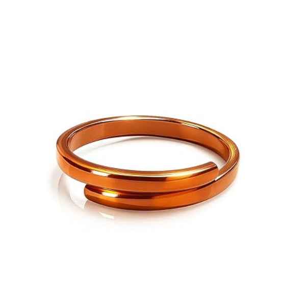 Copper Bypass Ring - Shimmering Rose Gold Tone Adjustable Band Ring
