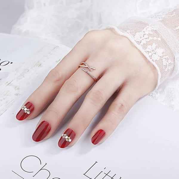 Cross Wrap Rose Gold Ring - Sparkling Adjustable Finger Ring for Her