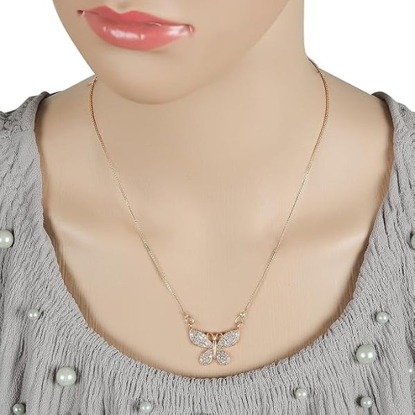 Dainty Crystal Butterfly Necklace | Gold Chain Animal Charm Jewelry - LA Miraya