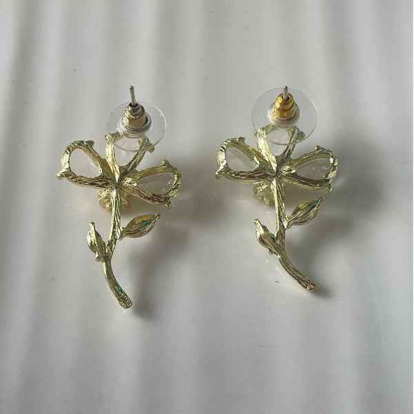 Crystal Flower Studs | Gold Floral Cubic Zirconia Dainty Earrings