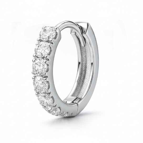 Crystal Hoop Nose Pin | Sparkling Sterling Silver Piercing Nose Pin