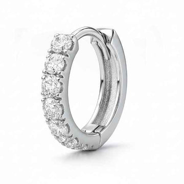 Crystal Hoop Nose Pin | Sparkling Sterling Silver Piercing Nose Pin