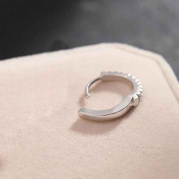 Crystal Hoop Nose Pin | Sparkling Sterling Silver Piercing Nose Pin