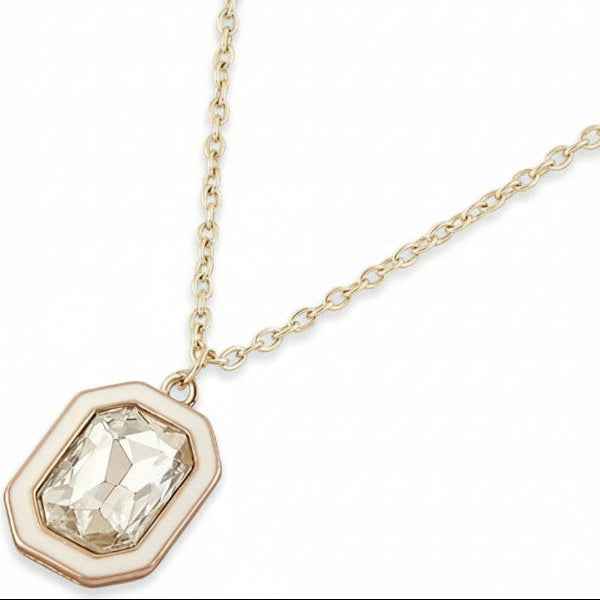 Dainty Gold Necklace | Crystal Pendant with Elegant Emerald Cut