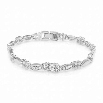 Crystal Silver Bracelet - Luxury Floral & Tennis Jewelry
