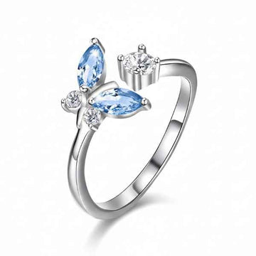 Crystal Studded Butterfly Rings | 14k Silver Plated Finger Ring Gift