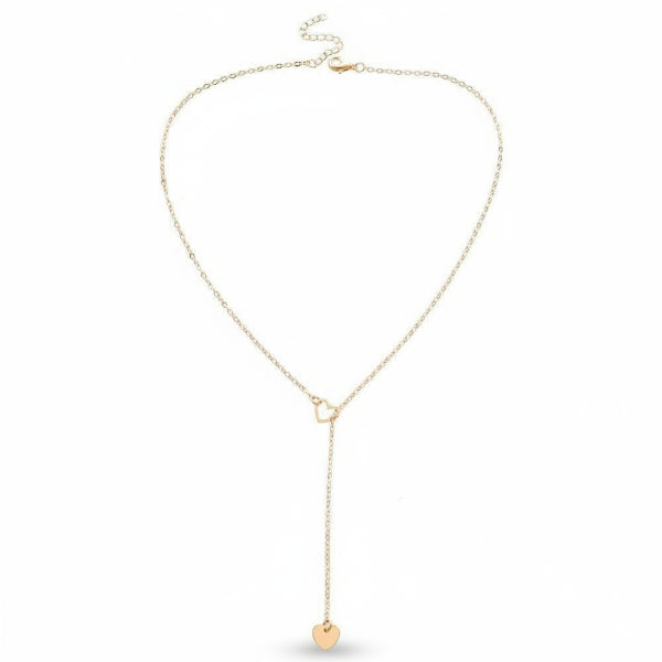 Dainty Gold Lariat Heart Necklace | Elegant Y-Drop Love Style - LA Miraya