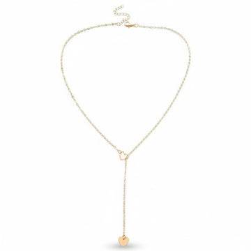 Dainty Gold Lariat Heart Necklace | Elegant Y-Drop Love Style - LA Miraya