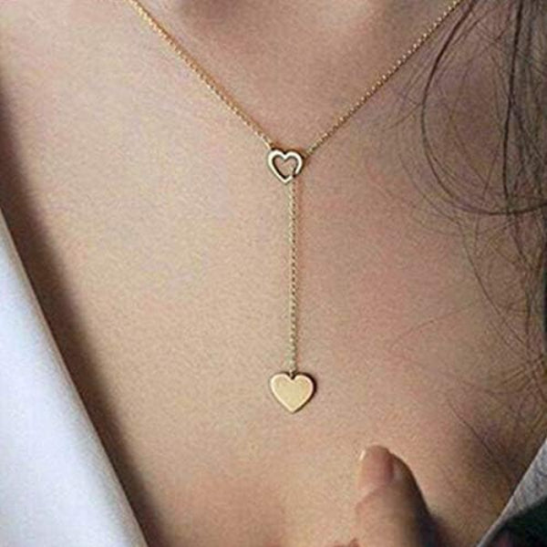 Dainty Gold Lariat Heart Necklace | Elegant Y-Drop Love Style - LA Miraya
