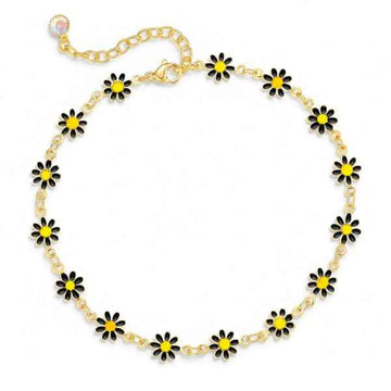 Daisy Flower Anklet for Women – Dainty Boho Beach Charm Foot Jewelry