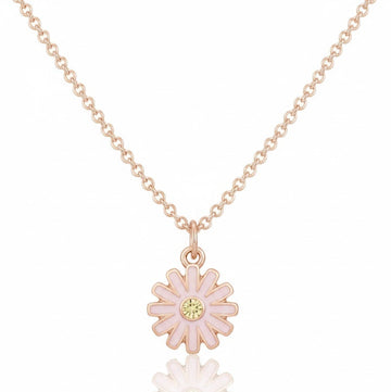 Dainty Daisy Flower Necklace | Rose Gold Enamel Charm Jewelry - LA Miraya
