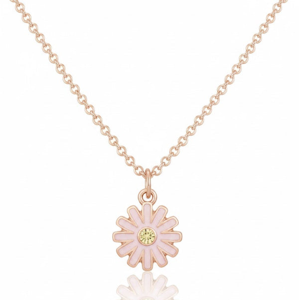 Dainty Daisy Flower Necklace | Rose Gold Enamel Charm Jewelry - LA Miraya